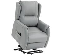 HOMCOM Fauteuil Releveur, double moteur, inclinable similicuir pour personnes âgées, gris clair