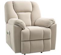 HOMCOM Fauteuil releveur électrique avec fonction massage et chauffage avec dossier inclinable, ports USB, télécommande, beige