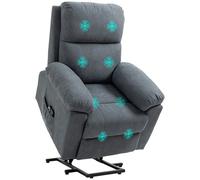 HOMCOM Fauteuil releveur électrique, Chaise Relax, massant et Dossier inclinable, Fauteuil électrique releveur avec Repose-Pied, télécommandes, revêtement Imitation Lin, Gris