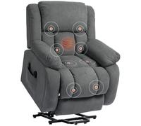HOMCOM Fauteuil Releveur Électrique Chauffage Massage Relax Gris | Fauteuil Relax Électrique, Dossier Inclinable, Assise Large, Ports USB, Télécommande, Repose-Pied, Poche Latérale