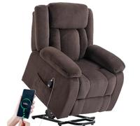 Fauteuil releveur électrique - HOMCOM - dossier inclinable, assise large, port USB - velours - 92 x 94 x 105 cm - marron