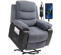 Fauteuil releveur électrique - HOMCOM - dossier inclinable, port USB et poche latérale - velours côtelé - 96x96x108cm - gris foncé