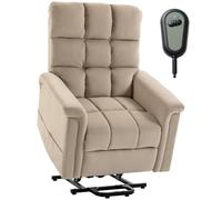 HOMCOM Fauteuil Releveur Électrique Dossier Inclinable Marron | Fauteuil Relax Électrique, Velours, Coussin à Ressorts, Télécommande, Poches Latérales et Repose-Pieds, pour Personnes Âgées