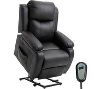 HOMCOM Fauteuil releveur électrique, Fauteuil Relax électrique avec Repose-Pied, Dossier inclinable, télécommande et Poches latérales, revêtement en PU, pour Personnes âgées, Noir