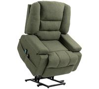 HOMCOM Fauteuil releveur électrique, Fauteuil Relax électrique, avec Fonction Massage et Chaleur, Inclinaison réglable, Repose-Pied, 2 télécommandes, dim. 89L x 90l x 102H cm Vert
