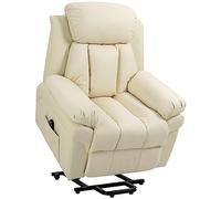 HOMCOM Fauteuil releveur électrique, Fauteuil Relax électrique avec Repose-Pied Ajustable, Dossier inclinable, télécommande, Poche latérale, pour Personnes âgées, crème