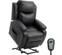 HOMCOM Fauteuil releveur électrique, Fauteuil Relax électrique avec Repose-Pied, Dossier inclinable, télécommande et Poches latérales, revêtement en PU, pour Personnes âgées, Noir