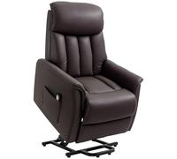 HOMCOM Fauteuil releveur électrique, Fauteuil Relax électrique avec Repose-Pied, Fauteuil Relaxant avec Dossier inclinable, télécommande et Poche latérale Charge 150 kg revêtement synthétique Marron