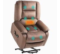 HOMCOM Fauteuil releveur électrique, Fauteuil Relax électrique, Dossier inclinable avec Repose-Pied, télécommandes et Poche latérale, Fauteuil Relaxant, Tissu Polyester Aspect Velours, Marron