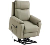 Fauteuil releveur électrique - HOMCOM - double moteur, dossier inclinable, roulettes - revêtement synthétique - 87x96x105cm - crème
