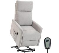 HOMCOM Fauteuil Releveur Électrique Fauteuil Relax Électrique Gris Clair | En Chenille, Dossier Inclinable, Coussin à Ressorts, Télécommande et Poches Latérales, pour Personnes Âgées, Montage Facile