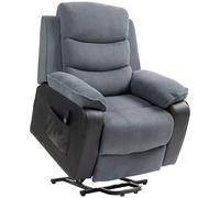 HOMCOM Fauteuil releveur électrique, fauteuil relax électrique velours côtelé, dossier inclinable, ports USB, 96x96x108cm, gris