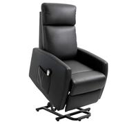 HOMCOM Fauteuil releveur électrique inclinable, Repose-Pied Ajustable, Noir | fauteuil de relaxation, télécommande, pochette, revêtement synthétique, noir