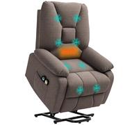 Fauteuil releveur électrique inclinable - HOMCOM - repose-pied et télécommande - tissu polyester aspect lin - marron