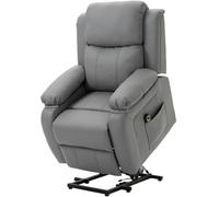 HOMCOM Fauteuil releveur électrique pour personne âgées revêtement synthétique repose-pied télécommande et 2 pochettes gris