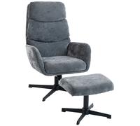 HOMCOM Fauteuil rembourré avec repose-pieds, fauteuil lounge à dossier haut, base métallique, pour salon, chambre, gris