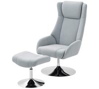 HOMCOM Fauteuil rembourré pivotant avec repose-pieds, inclinable, fauteuil rembourré avec accoudoirs, pour salon, chambre à coucher, Gris