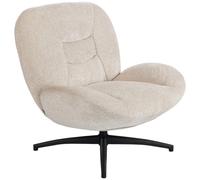 HOMCOM Fauteuil rembourré pivotant, fauteuil d'appoint avec rembourrage en ouate PP, revêtement en tissu, base en acier, Blanc crème