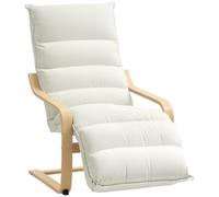 HOMCOM Fauteuil Repose-Pieds réglable Velours Moderne Poang Blanc Crème | Rembourré, Salon, Chambre, Balcon, Bureau