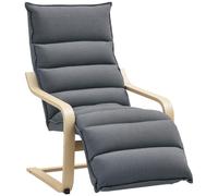 HOMCOM Fauteuil Repose-Pieds réglable Velours Moderne Poang Gris Foncé | Rembourré, Salon, Chambre, Balcon, Bureau
