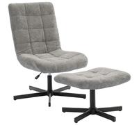 Fauteuil salon avec repose-pieds - HOMCOM - pivotant, hauteur réglable, dossier inclinable - velours - 66 x 80 x 93-104 cm - gris