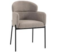 HOMCOM Fauteuil Salon, Fauteuil d'Appoint Rembourré en Chenille avec Dossier Courbé et Accoudoirs, Pieds en Métal, Style Moderne, Chaise de Chambre, Coins Lecture, Petit Espace, Marron Clair