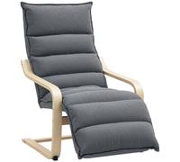 HOMCOM Fauteuil Salon, Fauteuil d'Appoint Rembourré en Velours, Repose-Pieds Réglable, Structure Acier, 67x93x105cm, Gris Foncé