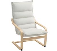 HOMCOM Fauteuil salon fauteuil de loisirs moderne fauteuil chambre avec accoudoirs incurvés, coussins, 67 x 83 x 105 cm, crème