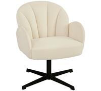 HOMCOM Fauteuil salon pivotant fauteuil d'appoint rembourré en velours dossier en forme de coquille coussin à ressorts beige