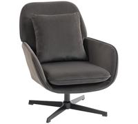 HOMCOM Fauteuil Salon pivotant rembourré Velours Large Assise Gris Foncé | Fauteuil d'Appoint, Coussin, Structure en Métal, Chaise de Salon, Chambre, Coins Lecture