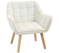 HOMCOM Fauteuil style scandinave dossier haut et accoudoirs, revêtement en polyester effet velours, 67 x 61,5 x 71 cm, crème