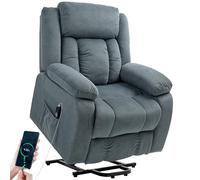 HOMCOM Fauteuil TV avec aide à se lever - Fauteuil de relaxation électrique avec fonction allongée - Fauteuil TV rembourré avec télécommande, système de suspension et poche latérale - Pour salon