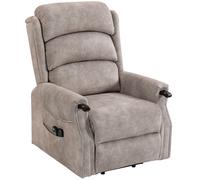 HOMCOM Fauteuil TV avec aide au lever électrique, relax avec massage vibrant, chauffage lombaire et fonction inclinable, gris clair