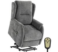 HOMCOM Fauteuil TV électrique réglable 2 Moteurs avec relevage assisté | Chaise relax, fauteuil TV inclinable, 2 poches, télécommande, lounge aspect chenille, gris foncé
