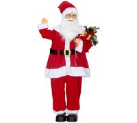 HOMCOM Figurine de Père Noël, debout de Père Noël, commande vocale, lumières LED scintillantes, bras pliables, 120 cm, rouge
