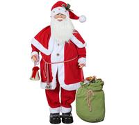 HOMCOM Figurine de Père Noël, Debout de Père Noël Rouge Traditionnelle 140 cm avec Sac de Cadeaux, Effets Sonores et Cloche