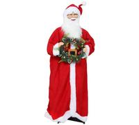 HOMCOM Figurine de Père Noël Rouge Traditionnelle 110 cm Commande Vocale | Debout, Musique Festive, Bras Pliables, Décorations d'Intérieur et de Fête