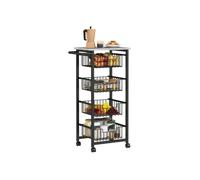 HOMCOM Four Basket Mobile Kitchen Island, with Brakes - Grey/Black