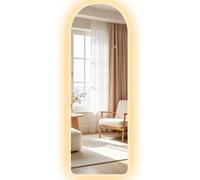 HOMCOM Grand miroir mural 120 x 40 cm avec éclairage LED miroir arqué, intensité variable et 3 couleurs d'éclairage transparent