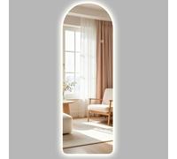 HOMCOM Grand Miroir Mural 120 x 40 cm avec éclairage LED Miroir arqué sans carde, Anti-déflagrante, intensité Variable et 3 Couleurs d'éclairage, pour Salon et Chambre à Coucher, Transparent