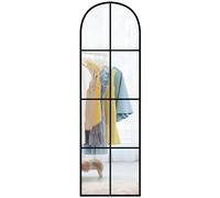 HOMCOM Grand miroir mural ou sur pied 40 x 160 cm de fenêtre arquée avec cadre en métal, film antidéflagrant, noir