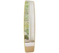 HOMCOM Grand miroir mural ovale 160 x 40 cm, miroir suspendu moderne, cadre en métal et bois, prêt à accrocher, doré