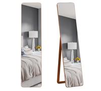 HOMCOM Grand Miroir Pleine Longueur Rectangulaire 37x160 cm Noyer Clair | Miroir Sur Pied Ou Mural, pour Chambre à Coucher, Salon, Dressing, Bois