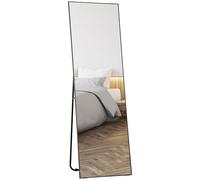 HOMCOM Grand Miroir Pleine Longueur rectangulaire, 50 x 160 cm - Miroir sur Pied, Mural ou pocé Contre Mur - pour Chambre à Coucher, Salon et Dressing, Noir