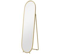 HOMCOM Grand miroir sur pied, miroir ovale, cadre en métal doré, avec support pour entrée, chambre, dressing, 40 x 160 cm