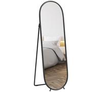 Grand miroir sur pied HOMCOM miroir ovale, cadre en métal noir, avec support pour entrée, chambre, dressing, 40 x 160 cm
