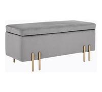 Banc de rangement - HOMCOM - contemporain coffre stockage pieds métal doré salon - velours - 100x40x42cm - gris clair