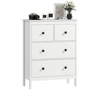 HOMCOM Grande Commode, Commode 4 Tiroirs, Couloir, 74x35x97 cm, Blanc | pour chambre, rangement de vêtements, salon, entrée
