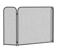 HOMCOM Grille de protection cheminée 3 panneaux pliable design géométrique avec pare-étincelles, métal résistant à la chaleur, Noir