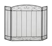 HOMCOM Grille de Protection pour cheminée Pare-feu Large 3 Volets Noir | pour Cheminée ou Poêle, Pare-étincelles, Barrière de Sécurité, Pliables, Acier Métal